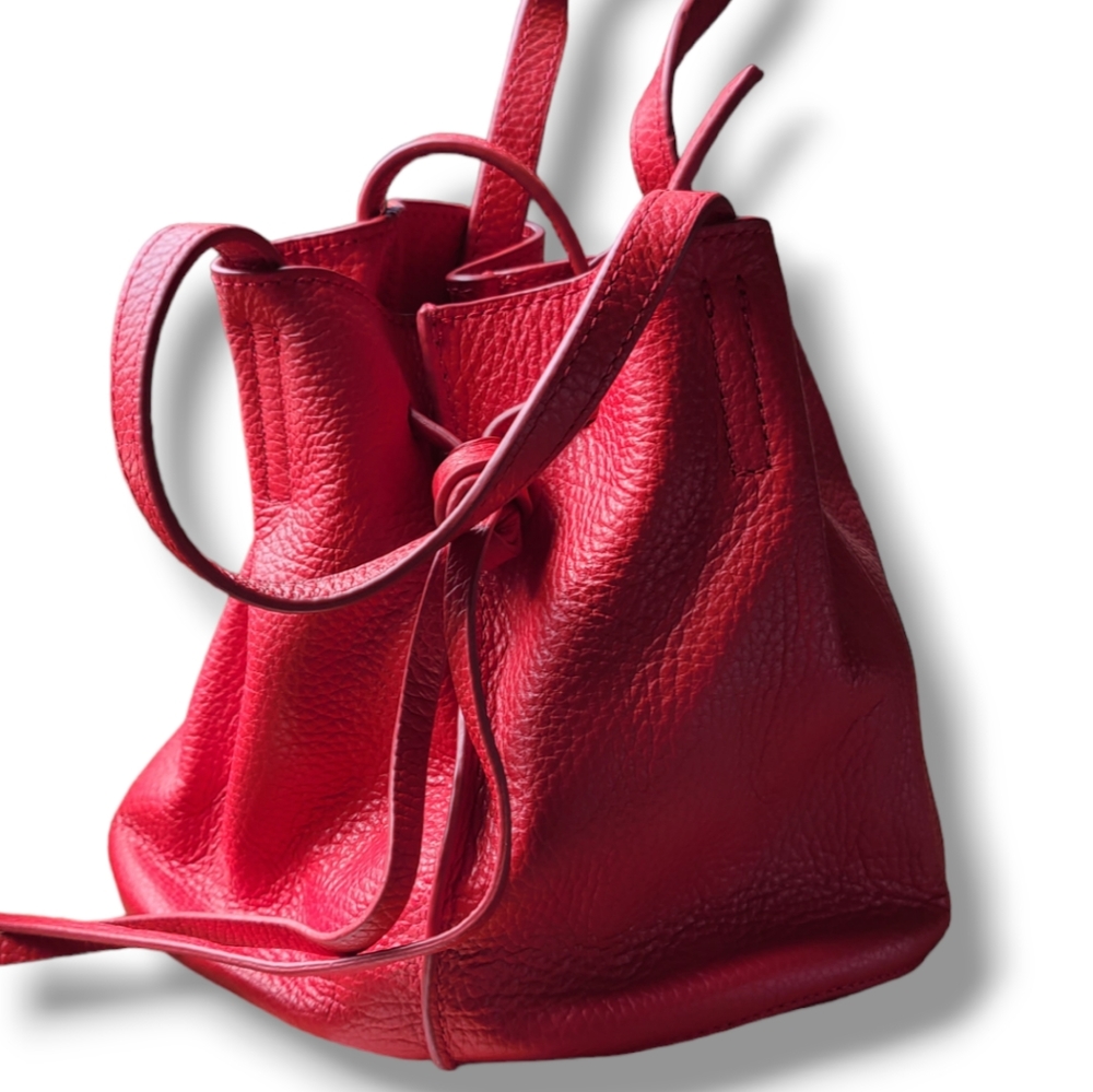 Red Leather Bucket Bag